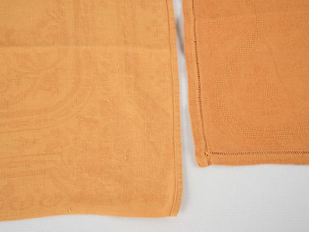 6 antique French monogrammed serviettes - orange