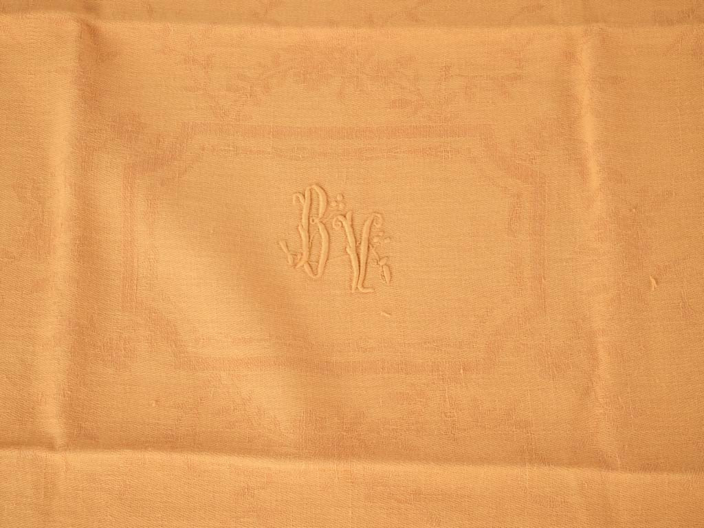 6 antique French monogrammed serviettes - orange