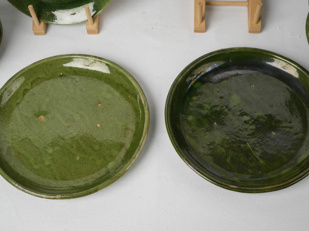 Stunning Set of 30 Handmade Savoy Plates w/ Deep Green Glaze - 10¼" and  8¼"