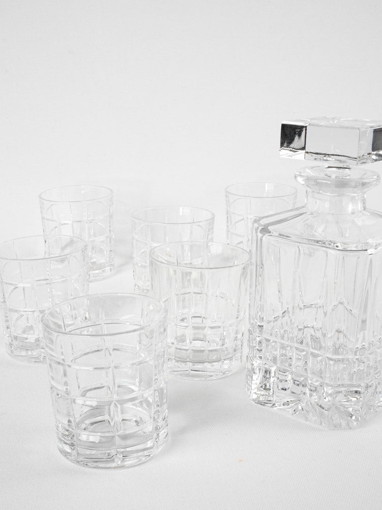 Vintage crystal whisky decanter w/ 6 tumblers