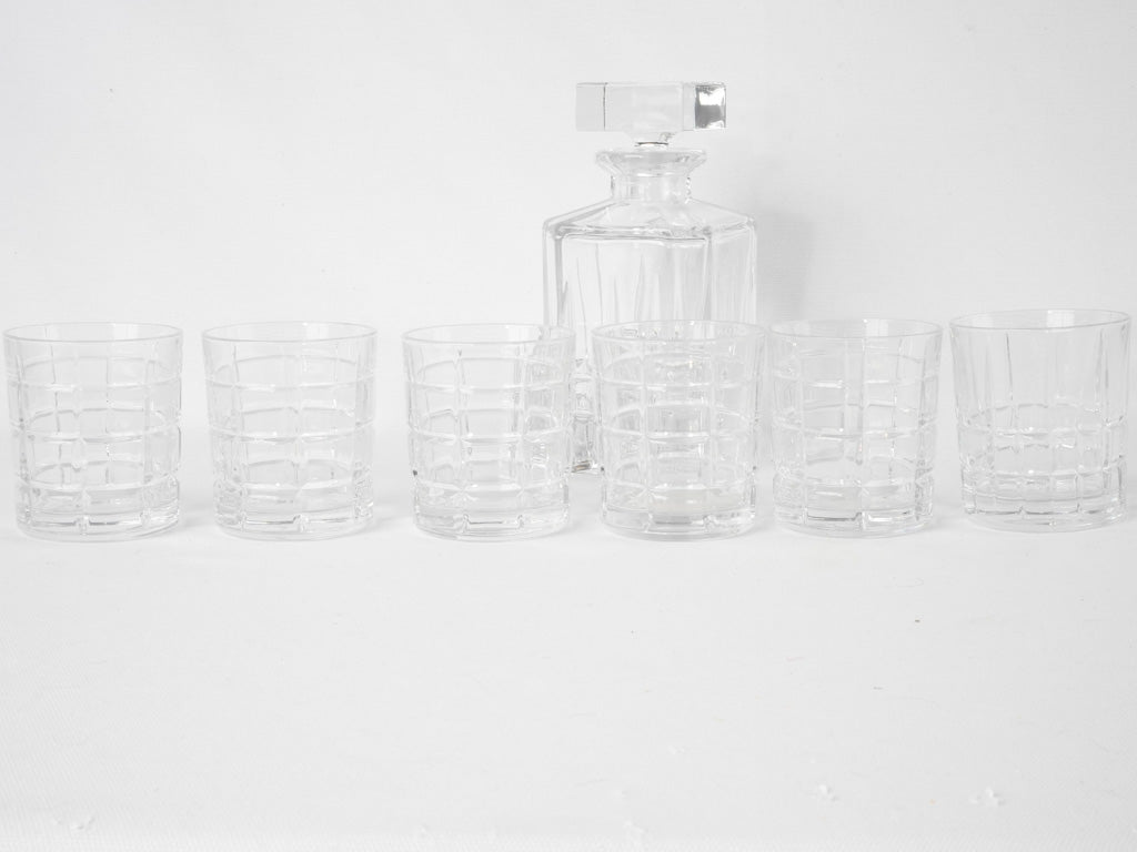 Vintage crystal whisky decanter w/ 6 tumblers