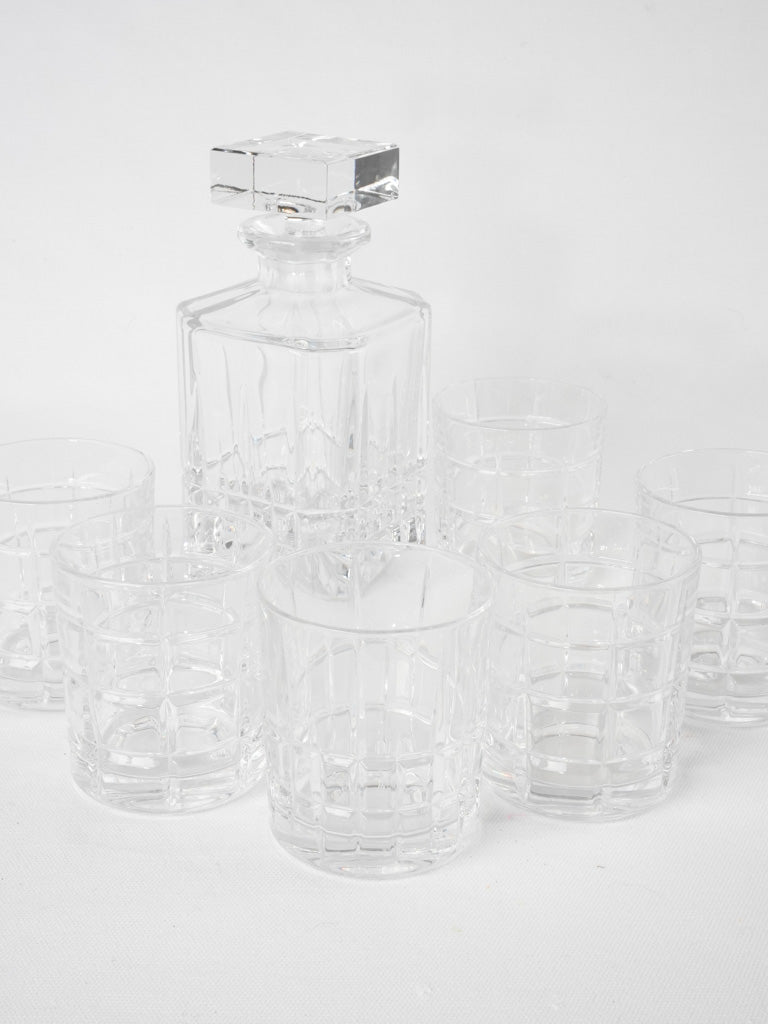 Vintage crystal whisky decanter w/ 6 tumblers