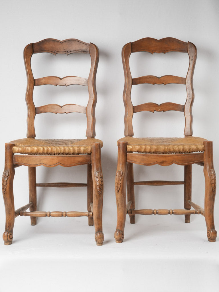 Provençal sculpted beechwood rush seats chairs