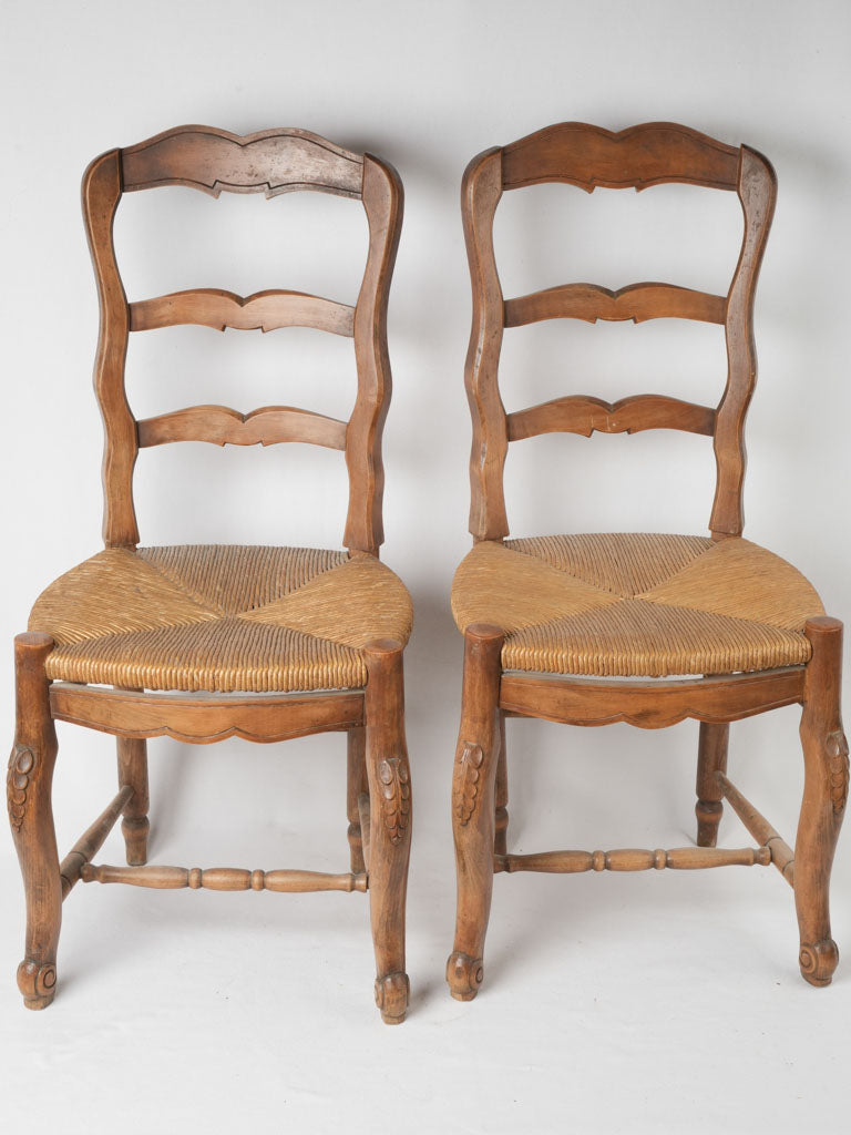 Antique ladderback rush bedroom chairs