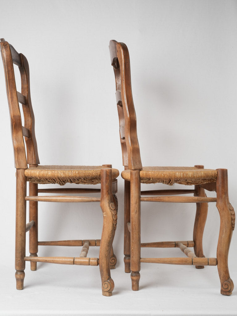 Elegant beechwood Provençal ladderback chairs