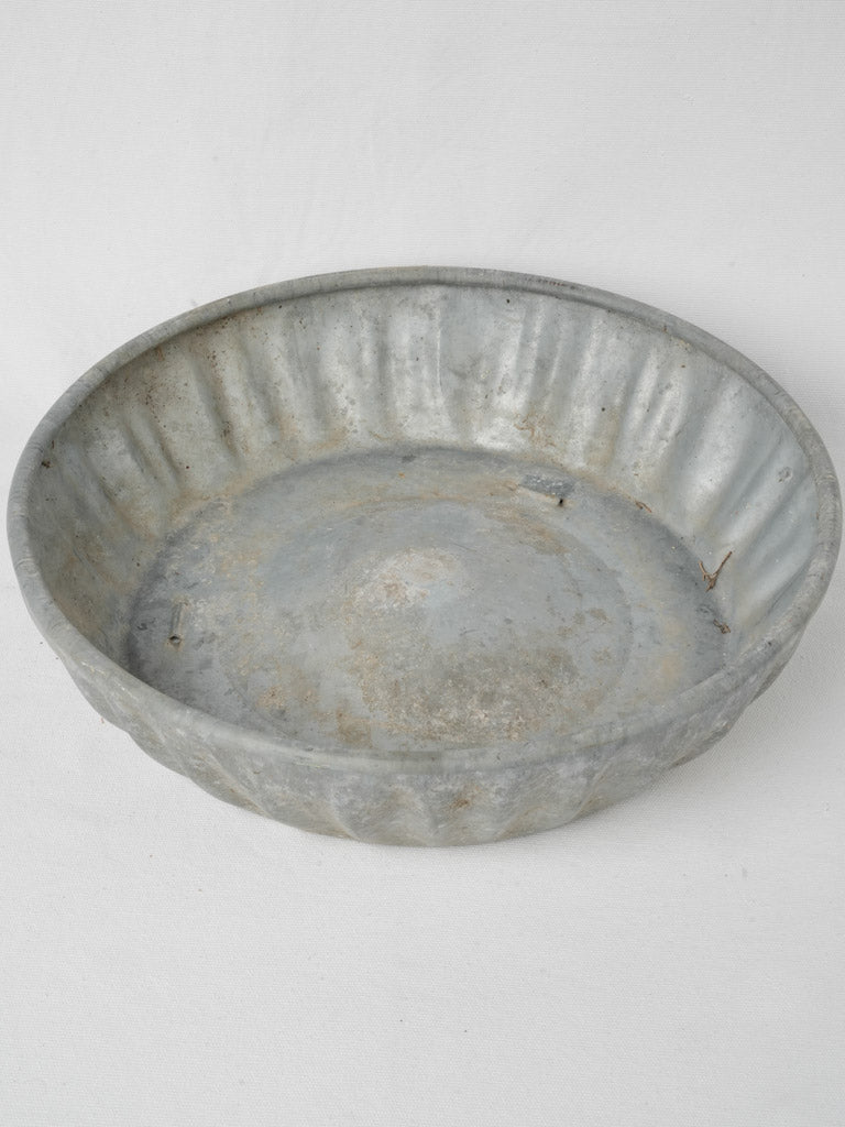 Large Early-20th Century Zinc Bowl w/ Fluted Design a - 17"