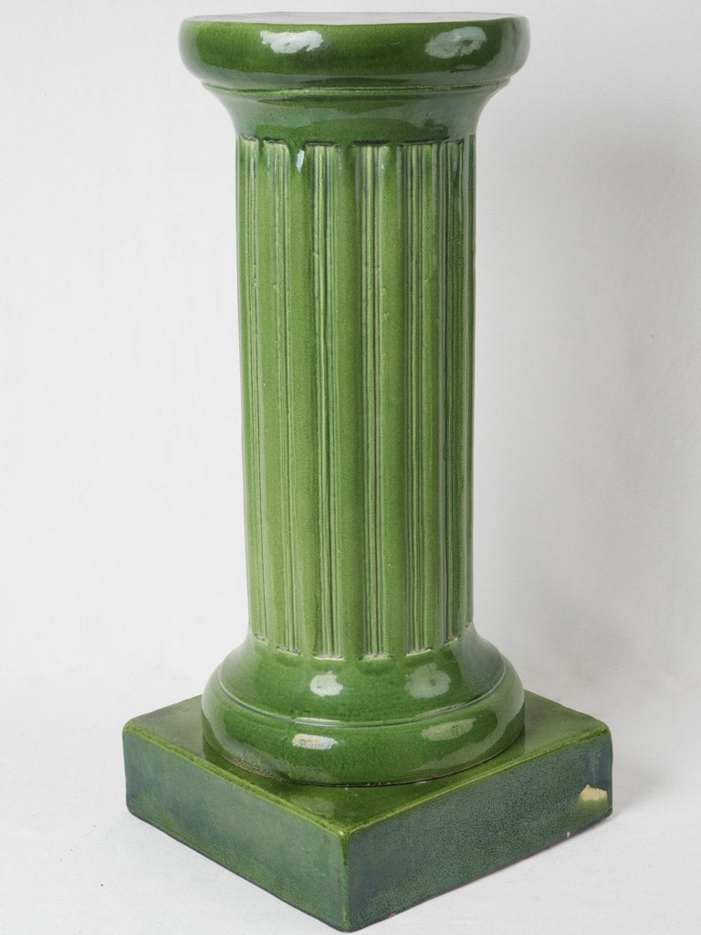 Vintage emerald glazed French pedestal