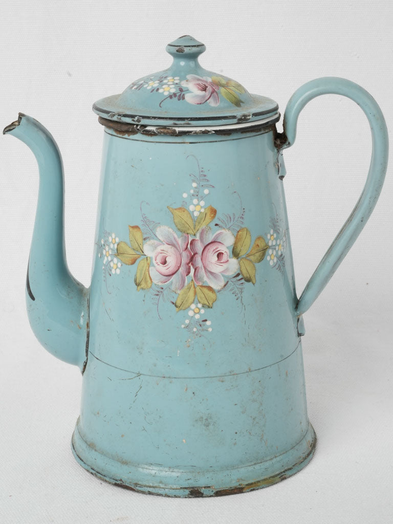 Elegant light blue enamel teapot