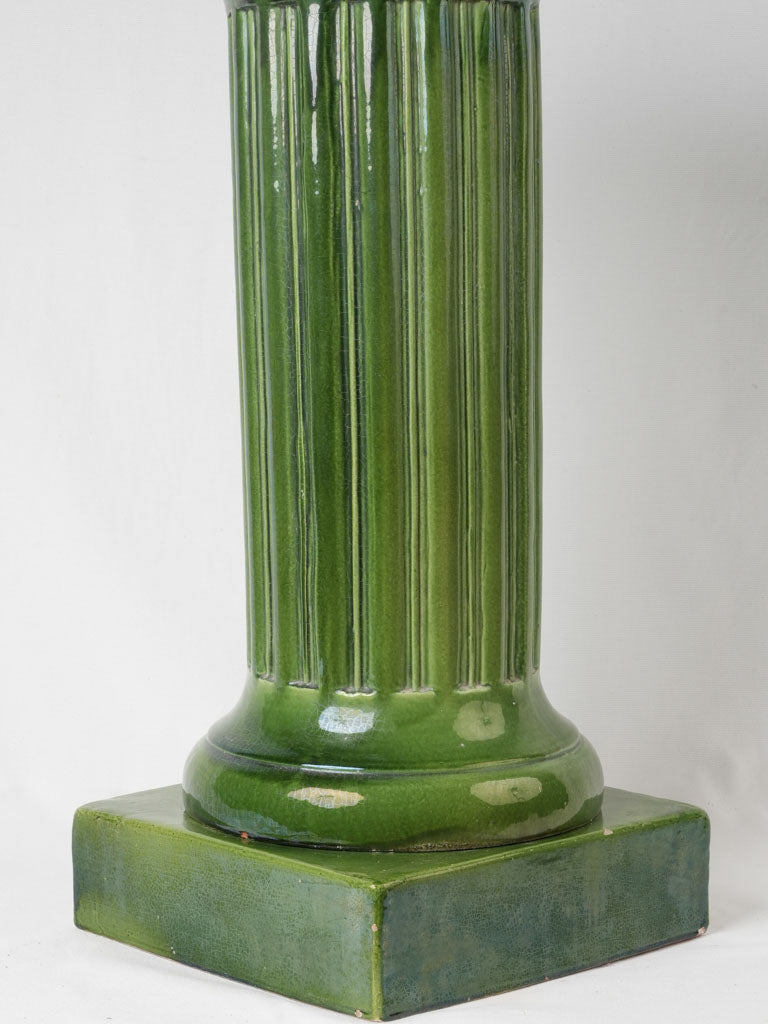 Aged French emerald green glazed stand