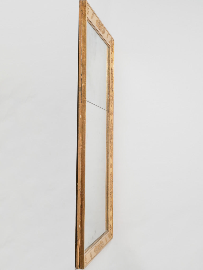 Antique, heavy, wooden, rectangular mirror