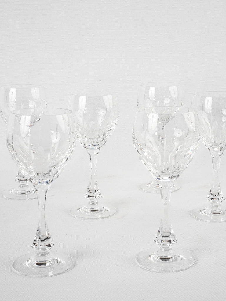 6 vintage crystal wine glasses 7"