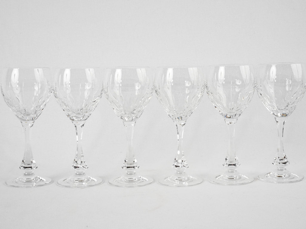 6 vintage crystal wine glasses 7"