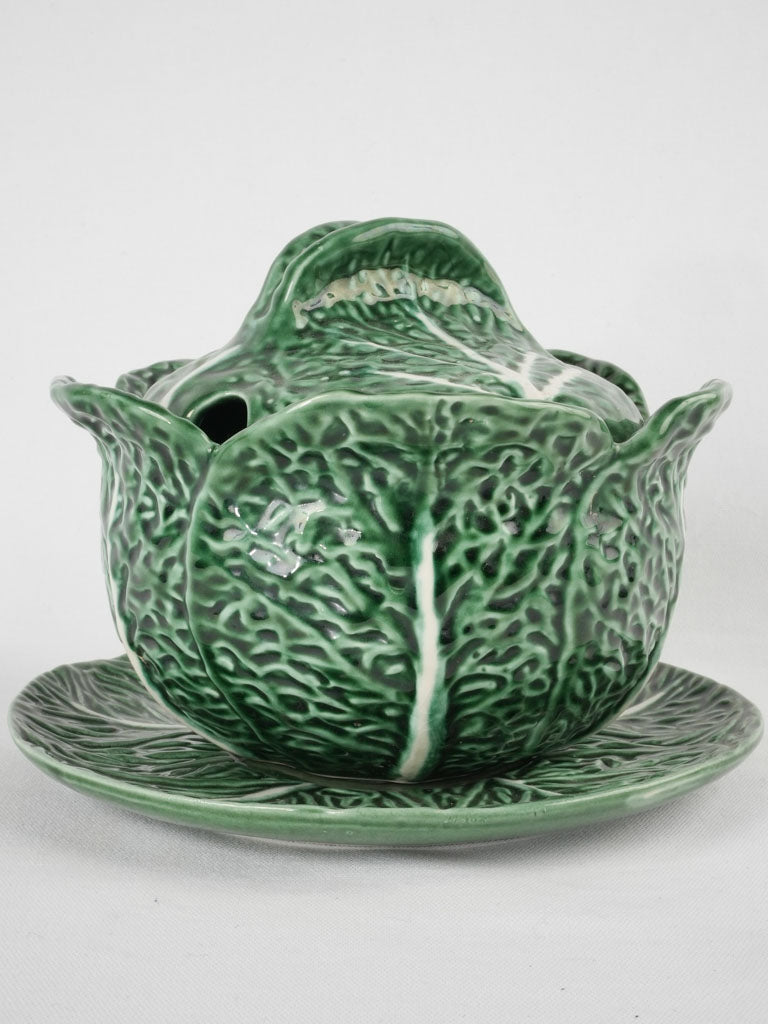 Vintage Portuguese majolica cabbage tureen