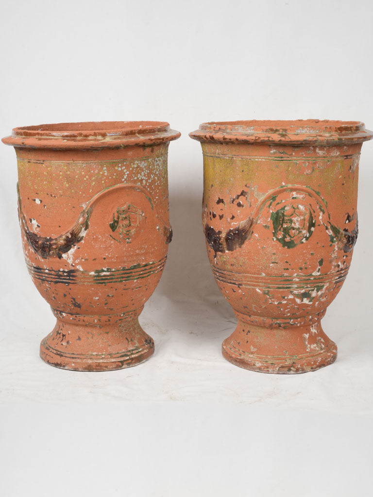 Rare, green and brown aged urns