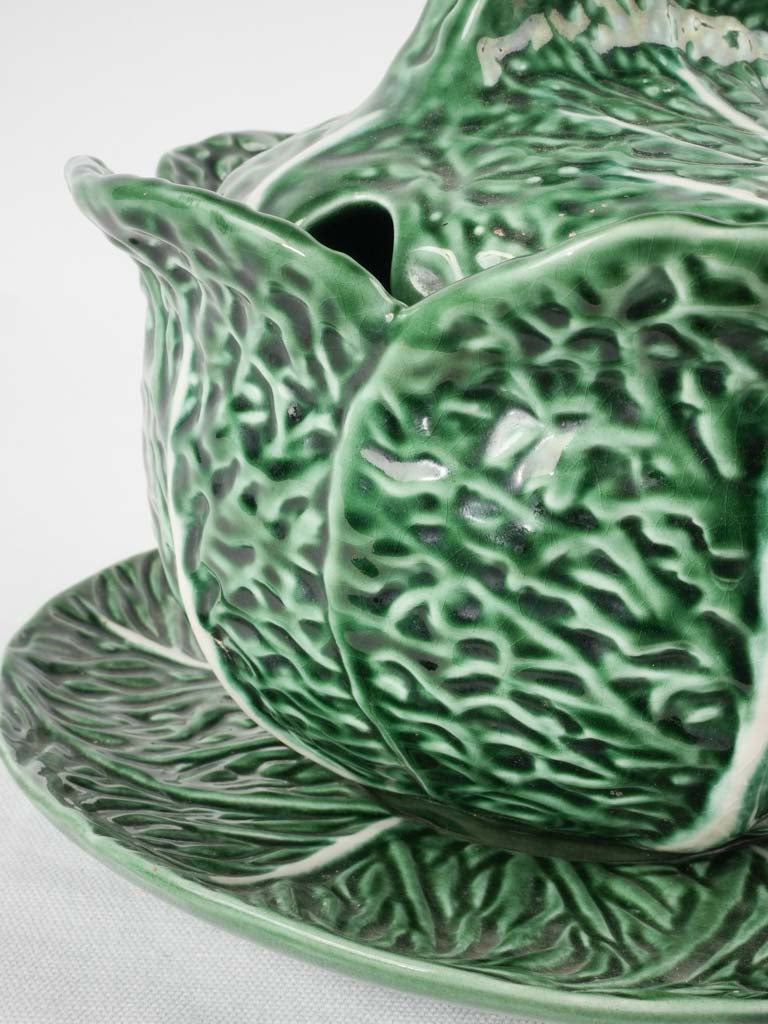 Cottage-style ornate cabbage leaf tureen