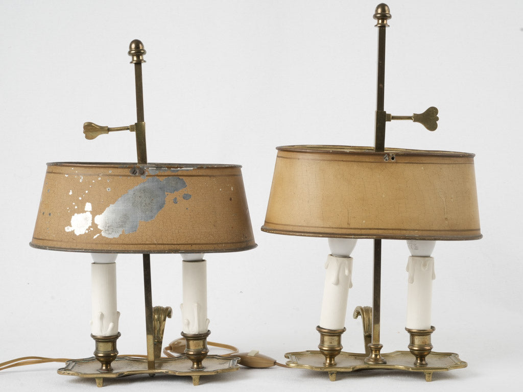 Rustic tole shade bouillotte desk lamps