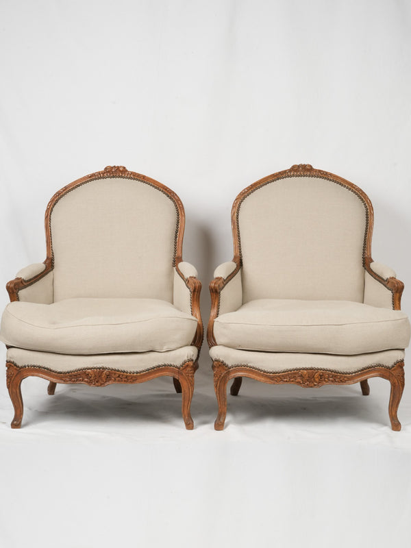 Vintage Elegant Floral Bergère Chairs