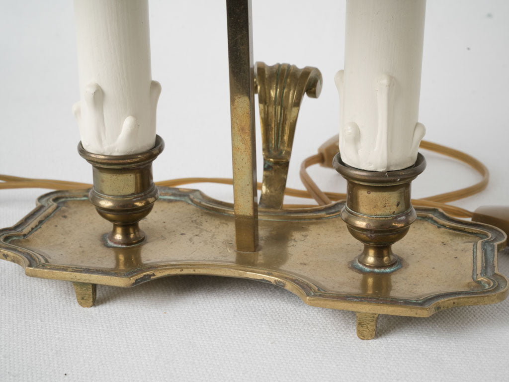 Cracked brass tole shade bouillotte lamps