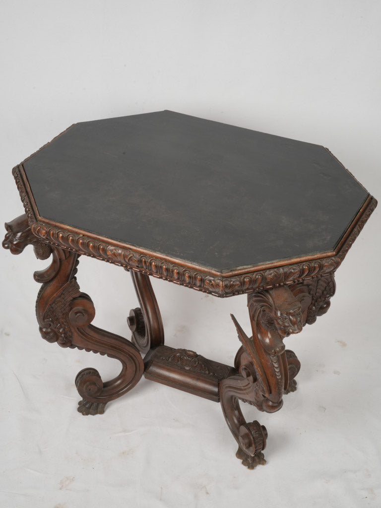 Sturdy French walnut slate table