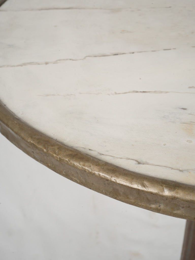 Stylish painted bistro table with brass rim