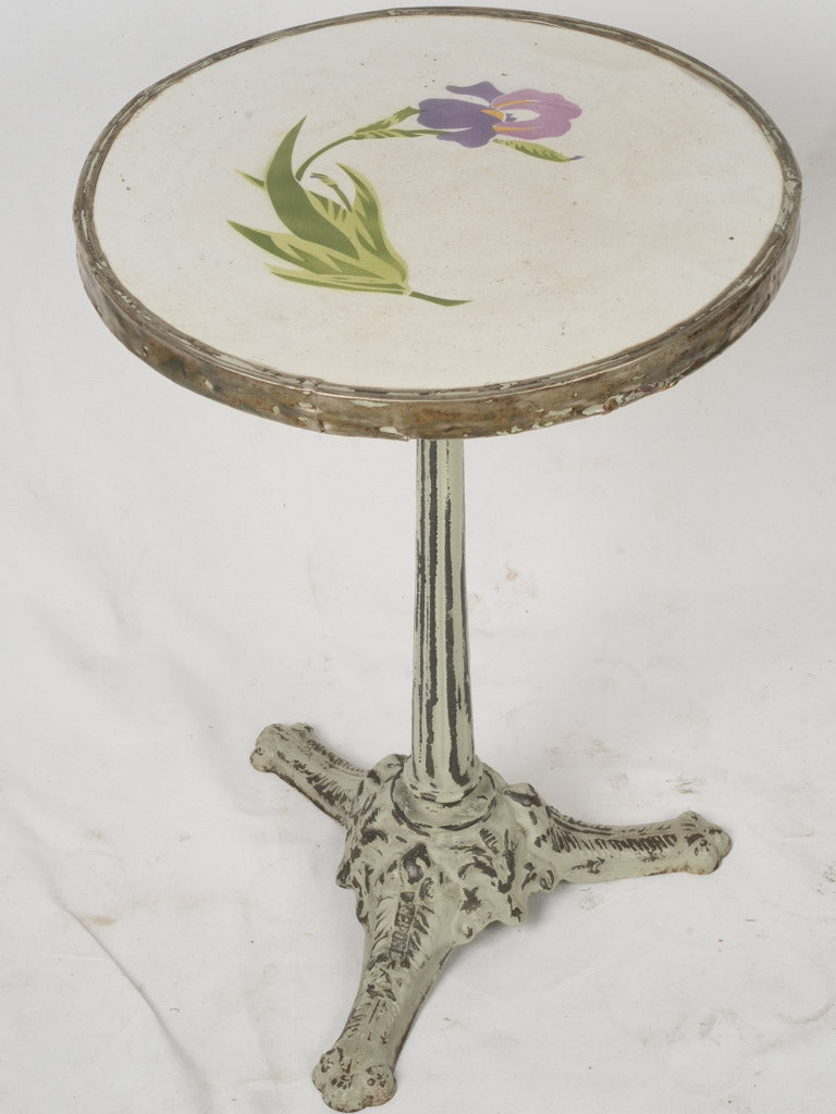 Vintage French embossed enamel cast iron table