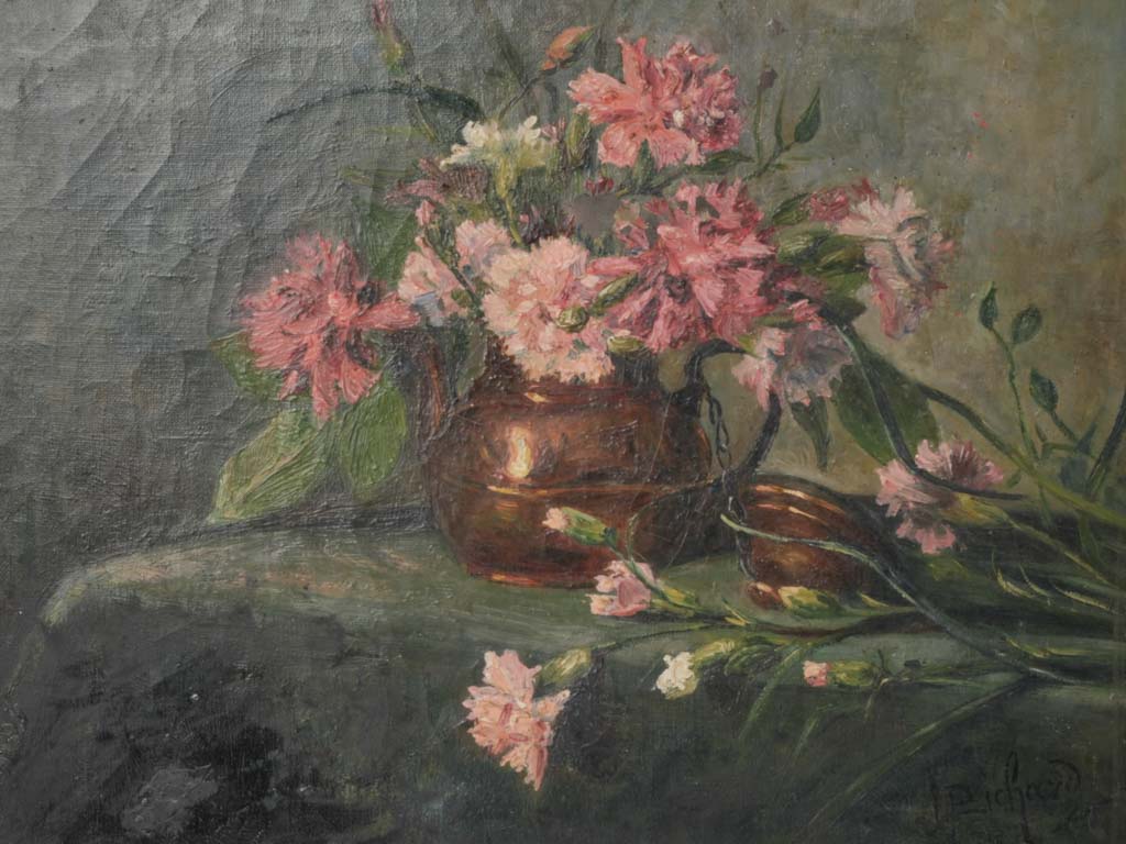 1920 Still Life w/ Pink Carnations in Copper Pot - 23¾"