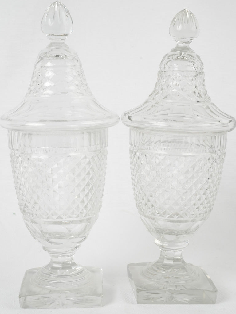 Graceful cut crystal ginger urns