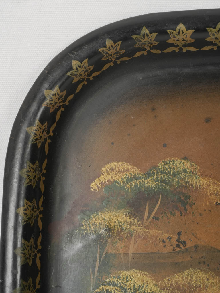 Exquisite Chinoiserie Tole Lakeside Platter