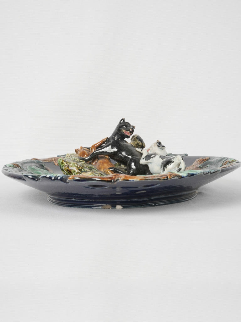 Barbotine Terracotta Dog Hunt Platter 