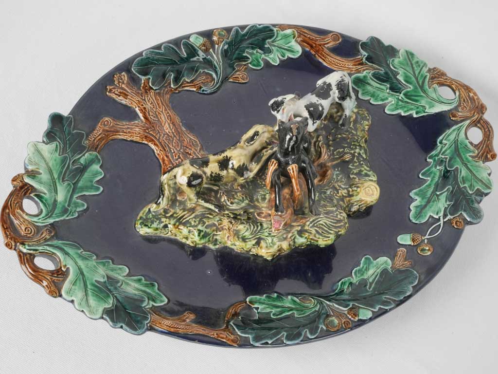 Evocative Dog Hunt Barbotine Platter 