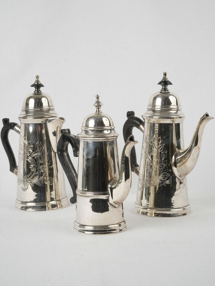 Collection of silver plated Georgian style coffee pots Chez Pluie