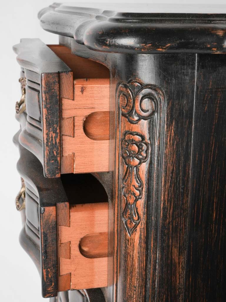 Pair of Louis XV style nightstands w/ black patina