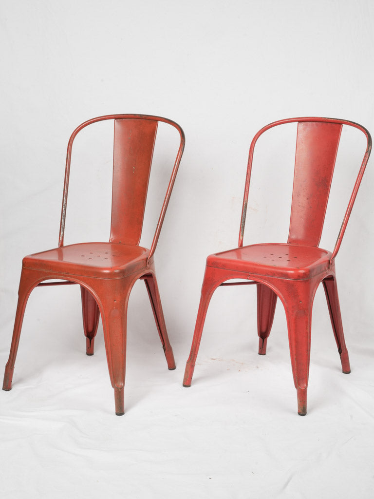 Pair of Red Chairs Attributed To Tolix - Mid-20th Century