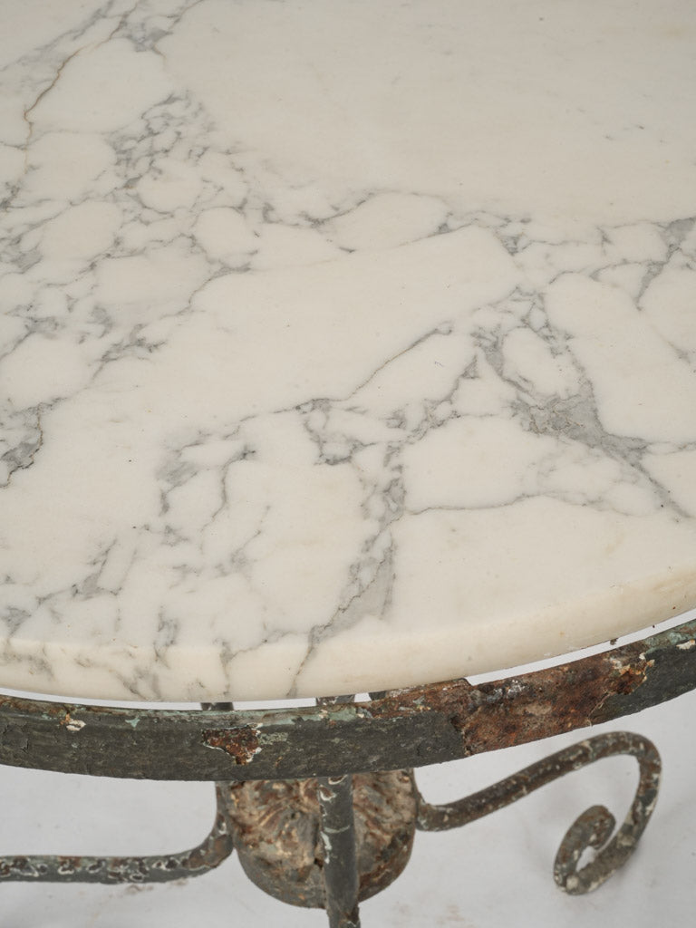 Elegant Aged Carrara Marble Side Table