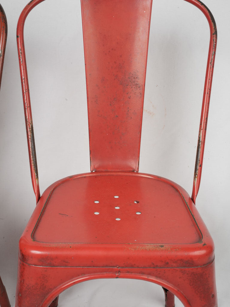 Pair of Red Chairs Attributed To Tolix - Mid-20th Century