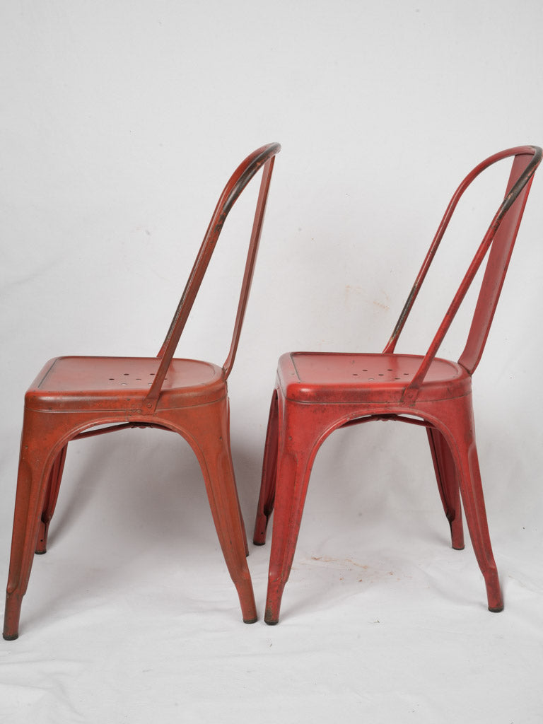 Pair of Red Chairs Attributed To Tolix - Mid-20th Century