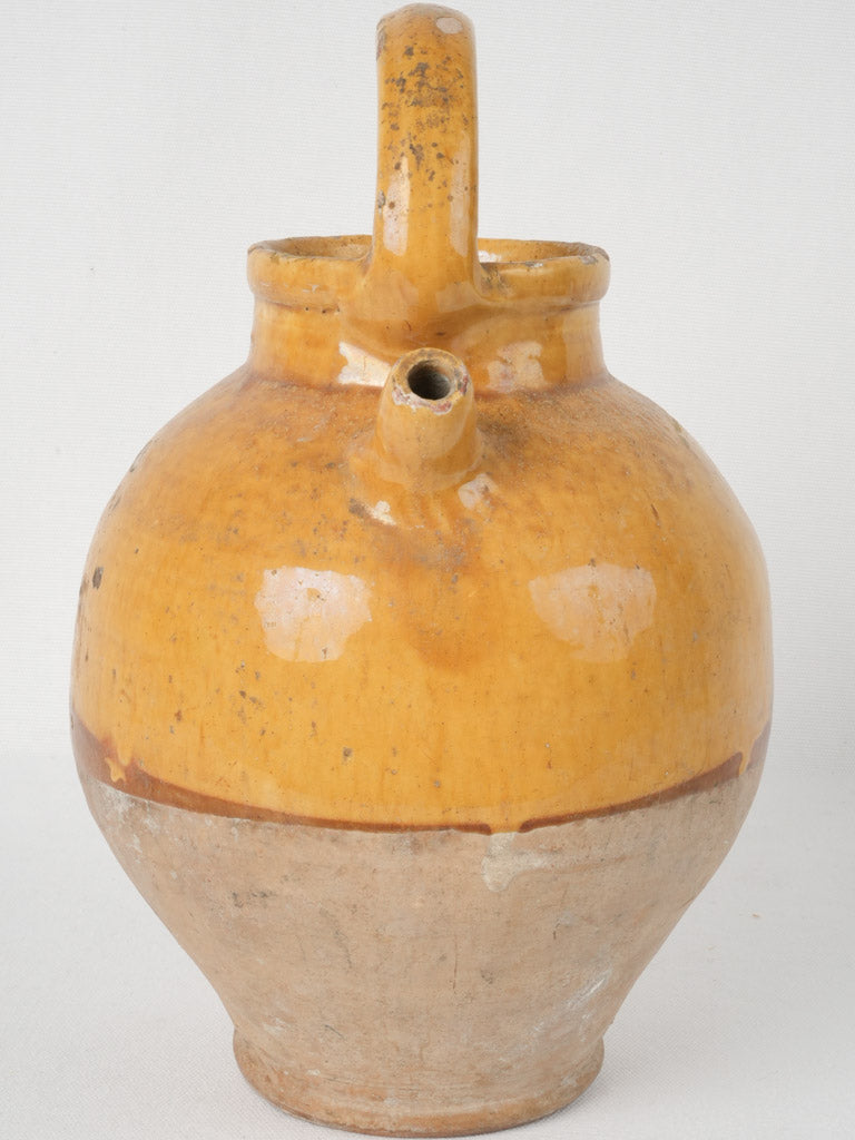 19th century, French, glazed, bright, yellow, terracotta cruche