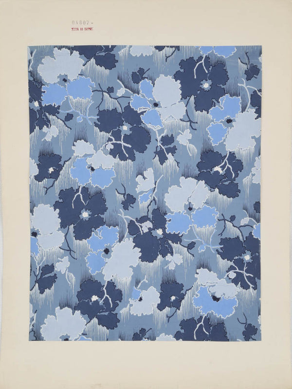 Vintage hand-painted blue fabric design