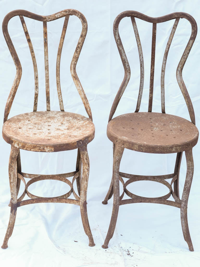 Pair Of Vintage Industrial Steel Chairs In The Style Of Uhl Toledo