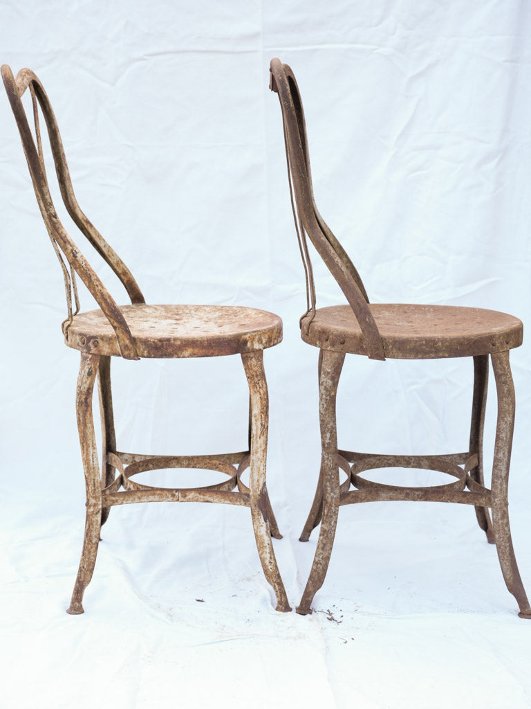 Pair Of Vintage Industrial Steel Chairs In The Style Of Uhl Toledo