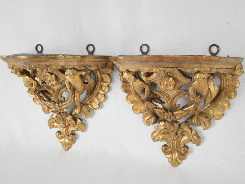 Regal giltwood laurel garland plaques