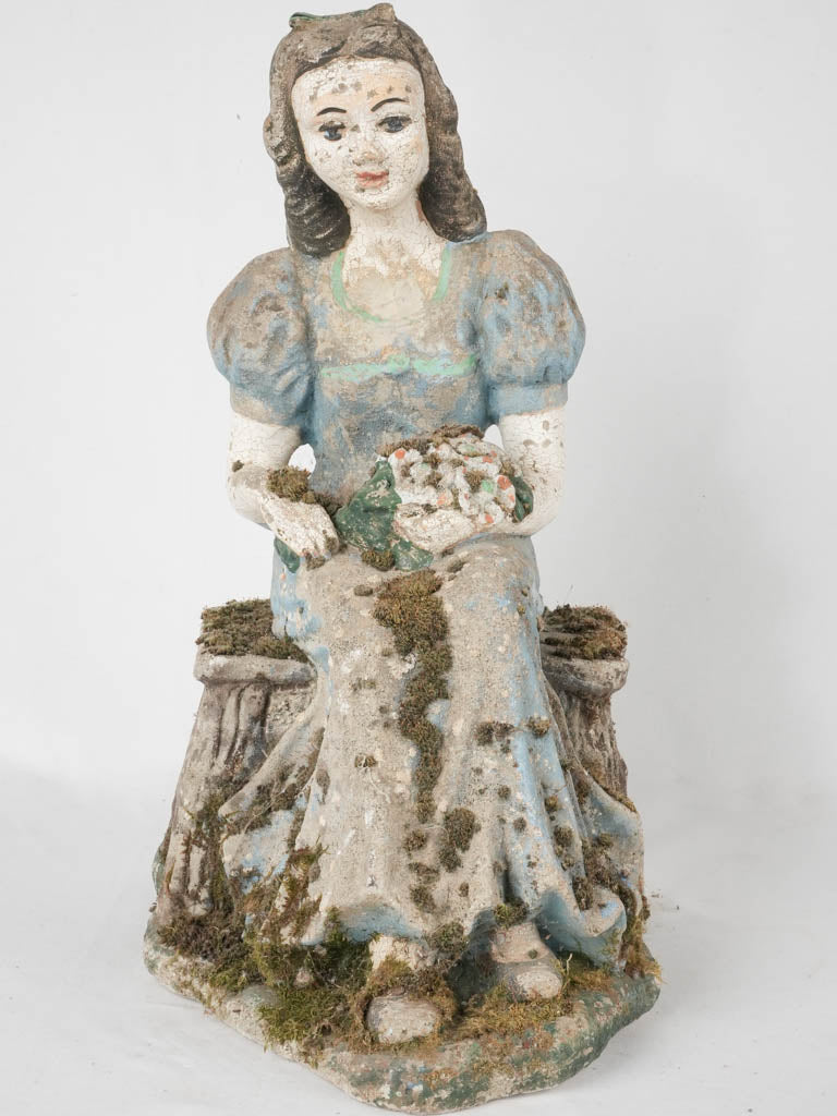 Antique-style blue-dress garden sculpture