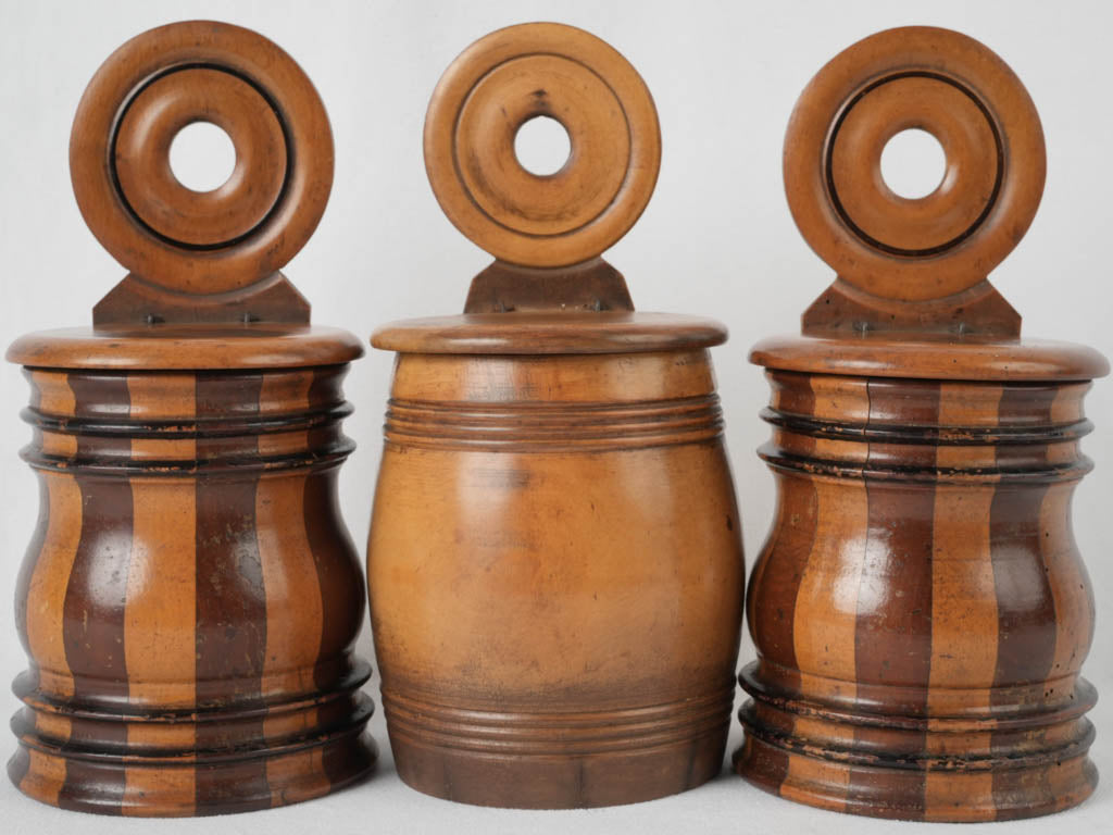 Scottish treen hanging salt boxes