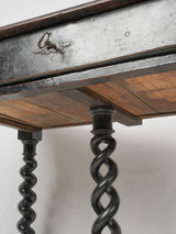 Elegant twisted legs rich blackened wood desk