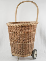 Vintage French wicker market trolley