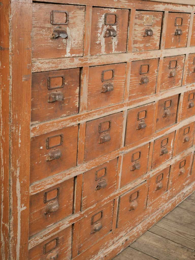 Early 20th-Century Fir Wood Hardware Cabinet w/ 50  Drawers - 100½"