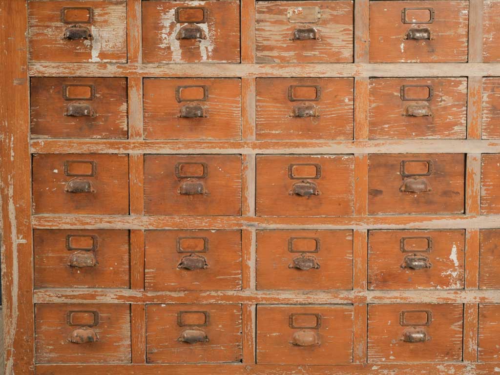 Early 20th-Century Fir Wood Hardware Cabinet w/ 50  Drawers - 100½"