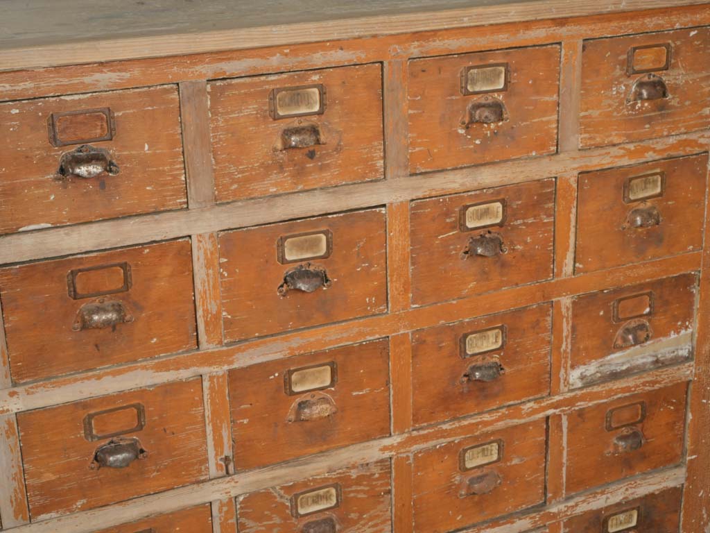 Early 20th-Century Fir Wood Hardware Cabinet w/ 50  Drawers - 100½"