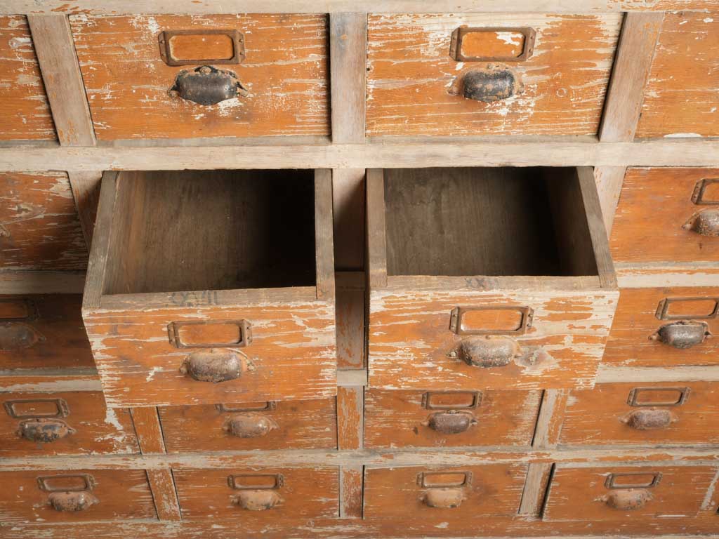 Early 20th-Century Fir Wood Hardware Cabinet w/ 50  Drawers - 100½"