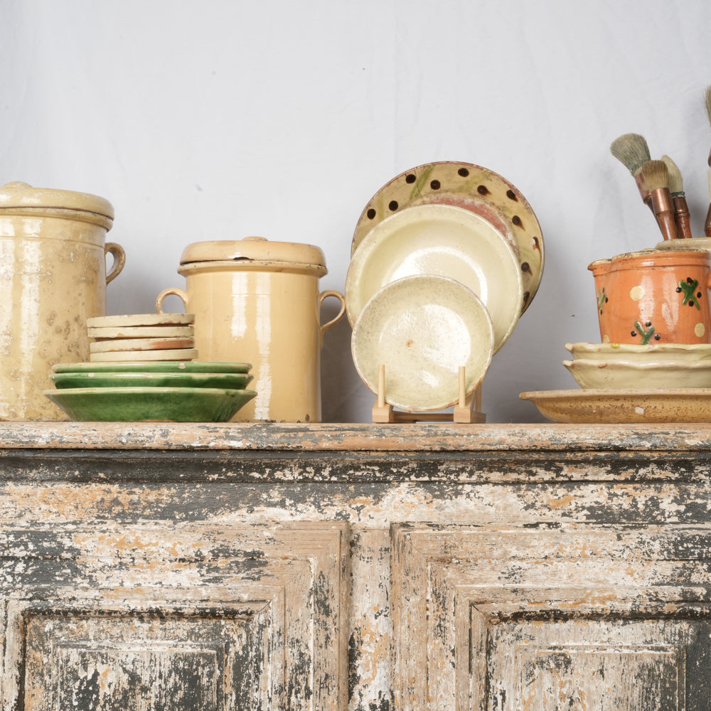 18th-Century Oakwood Cabinet w/ Distressed Black Paint